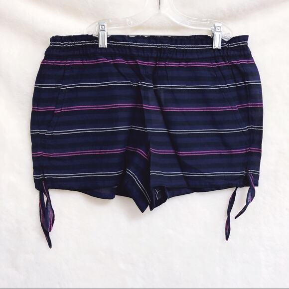 LOFT Pants - LOFT Black Beach Striped Side Tie Shorts